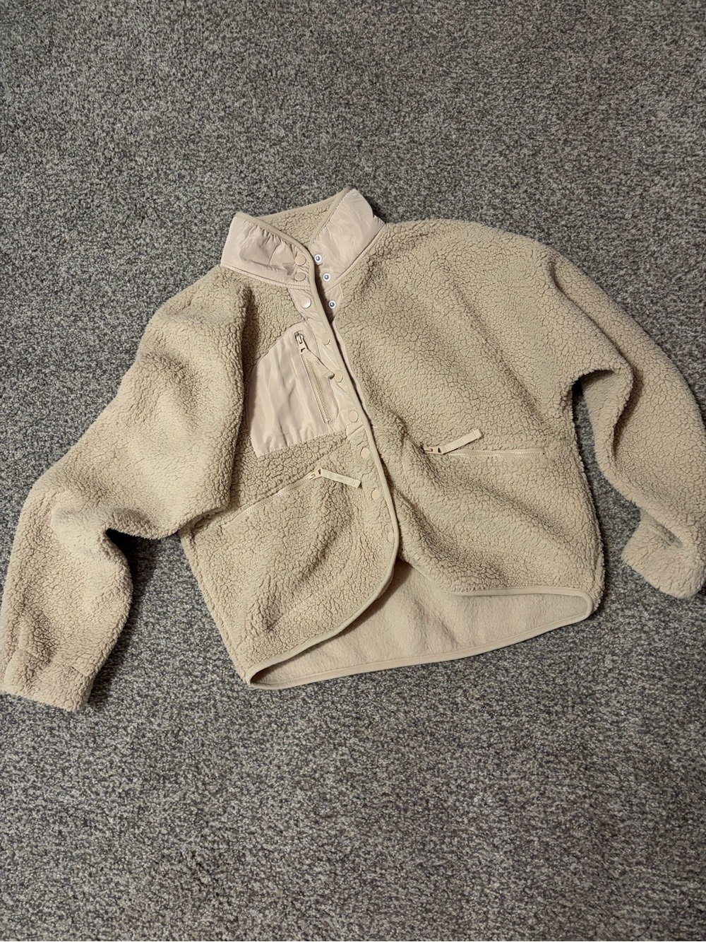 Love Tree Cream Teddy Sherpa Jacket